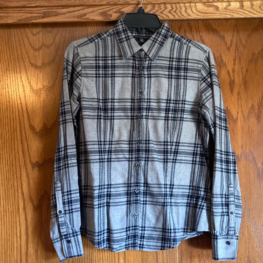Brooks Brothers Gray Plaid Flannel Shirt, size 6